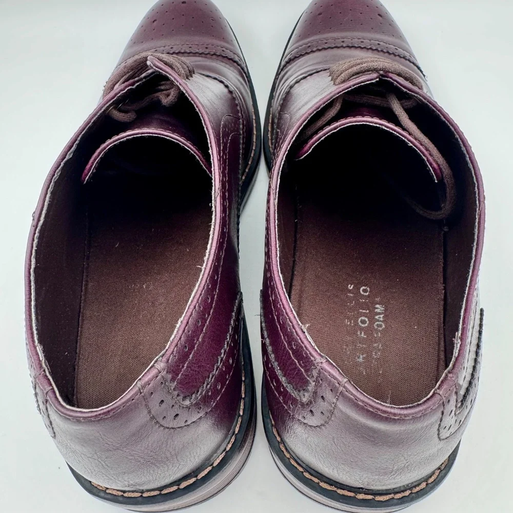 Perry Ellis Men's Burgundy Leather Cap Toe Brogue Oxford Baxter Shoes Size; 11.5